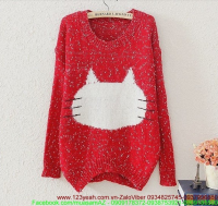 Áo len nữ in hình mèo đáng iu thu đông sành điệu tAL10