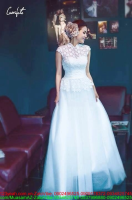 Đầm cô dâu ren hoa váy lưới trắng tinh khôi sDMX148