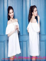 Đầm suông trắng thiết kế bẹt vai xinh đẹp như ngọc trinh DSV145