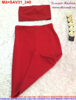 Set áo ống chân váy ôm màu đỏ sang trọng tôn dáng SAV31