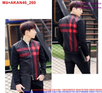 Áo khoác nam dù phối sọc kẻ đỏ thiết kế trẻ trung AKAN46