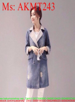 Áo khoác jean nữ phom dài thời trang và sành điệu AKMT243