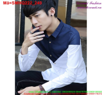 Áo sơ mi nam phong cách Hàn Quốc trắng phối xanh SMHQ222 (BBB)
