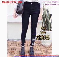 Quần jean nữ lưng cao đen trơn tôn dáng QJE297 (Q9)