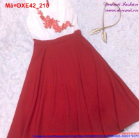 Đầm xòe sát nách phối váy đỏ đáng yêu DXE42