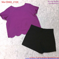 Bộ đồ ngắn lửng áo tím, quần đen siêu dễ thương SN62