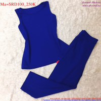 Sét áo sát nách phối với quần dài màu xanh dương trẻ trung SRD100