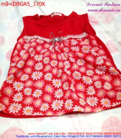 Đầm suông màu đỏ họa tiết hoa thời trang đáng yêu DBGA5