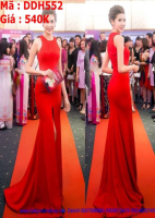 Đầm dự tiệc đỏ sát nách xẻ tà sang trọng thời trang DDH552