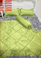 Bộ drap giường màu xanh phối sọc vành sành điệu Drap5