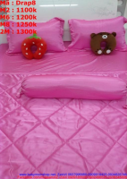 Bộ drap giường kèm 2 gối và gối ôm màu hồng dễ thương Drap8