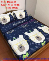 Bộ dra giường hình chú gấu đeo kính siêu kute Drap48