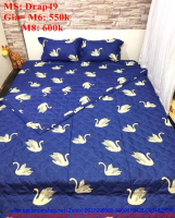 Bộ dra giường hình chim cò trắng trên nền xanh đẹp Drap49