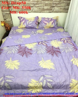 Bộ dra giường hình cánh hoa màu vàng và tím chât liệu cao cấp Drap50