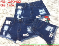 Quần jean short nữ FILA rách ô mang phong cách trẻ trung QSO402