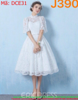 Đầm xòe trắng dự tiệc chất liệu ren cao cấp xinh xắn DCE31