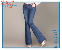 Quần jean nữ quảng châu màu xanh ống loe hàng jean tốt QJL46