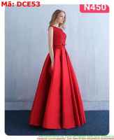 Đầm cô dâu sát nách màu đỏ ren nổi sang trọng DCE53