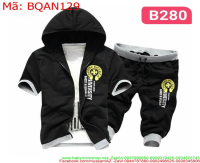 Sét thể thao nam áo có nón và quần lửng viền thời trang BQAN129