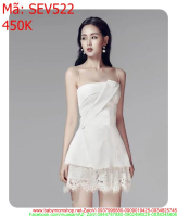 Sét áo cúp 2 dây và chân váy ren màu trắng trẻ đẹp SEV522