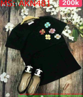 Áo kiểu nữ thun đen thêu hoa xinh đẹp AKN481