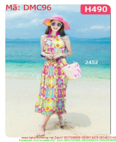 Đầm maxi đi biển cô yếm màu sắc nổi bật trẻ trung DMC96
