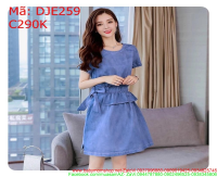 Đầm jean công sở peplum phối nơ xinh đẹp DJE259