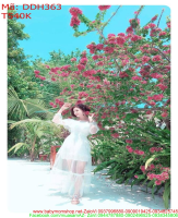 Đầm maxi bẹt vai trắng phối lưới xinh đẹp DDH363