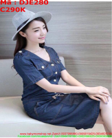 Đầm jean công sở phom ôm dài rút eo xinh đẹp thời trang DJE280