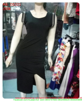 Đầm thun nữ đen ôm dáng và xẻ đùi thời trang DS321