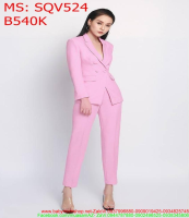 Sét áo vest dài tay và quần dài ôm màu hồng xinh đẹp SQV524