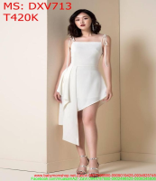 Đầm xoè trắng 2 dây lai bèo xinh đẹp thời trang DXV713