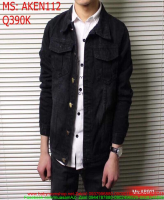 Áo khoác jean nam màu đen cá tính thời trang AKEN112