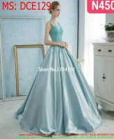 Đầm cô dâu phom xòe trong vải ren màu xanh thời trang DCE129