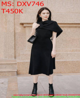 Đầm xòe công sở 1 tay màu đen thời trang DXV746