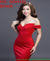 Đầm dạ hội màu đỏ bẹt vai xinh đẹp thời trangDDH431