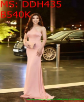 Đầm dạ hội cổ yếm dài màu hồng xinh đẹp DDH435