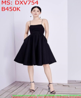 Đầm xèo đen 2 dây đơn giản xinh đẹp DXV754