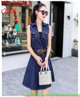 Đầm jean nữ công sở cổ bẻ phom xòe xinh đẹp DJE313