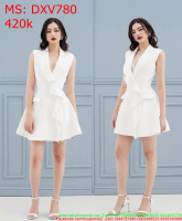 Đầm xòe cổ vest trắng xinh đẹp duyên dáng DXV780