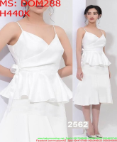 Đầm  body trắng 2 dây vải phi trắng xinh đẹp DOM288