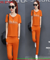 Bộ thể thao áo khoác ngắn tay và quần dài màu cam trẻ đẹp BTTR46