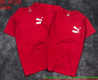 Áo thun cặp màu đỏ in logo và chữ sau lưng thời trang ATC265