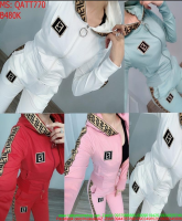 Sét thể thao nữ áo khoác kéo khóa phối quần dài viền hoa văn QATT770