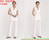 Sét áo vest sát nách phối quần dài phong cách công sở SQV498