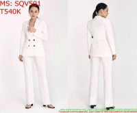 Sét áo vest dài màu trắng trẻ trung và xinh đẹp SQV501