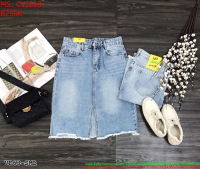 Chân váy jean nữ rách lai và xẻ trước sành điệu và thời trang CVJ269